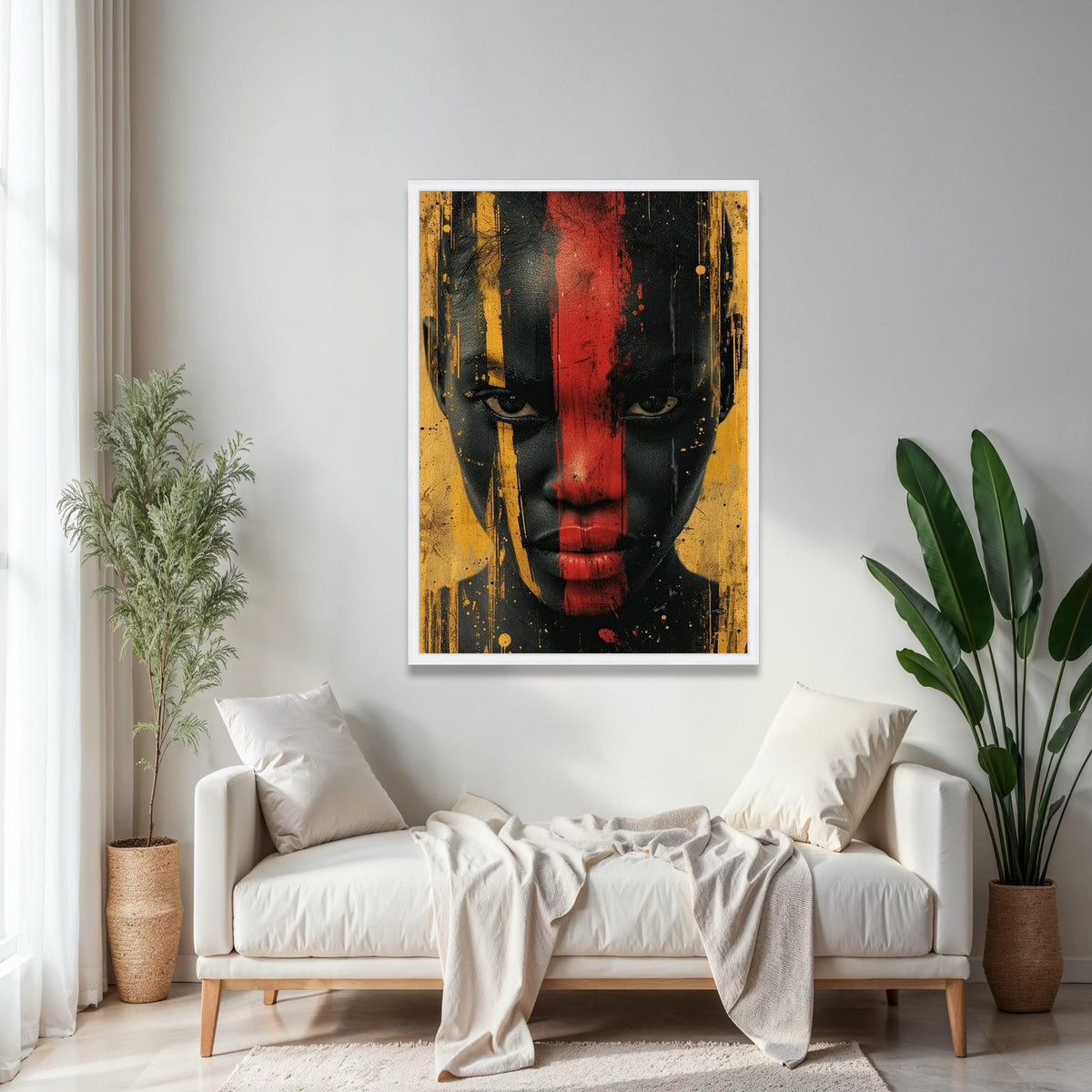 Bold African Face Art Canvas, Abstract Tribal Portrait Wall Art, Modern Ethnic Canvas Decoration, Vibrant Gift Art, Home Decor, Print