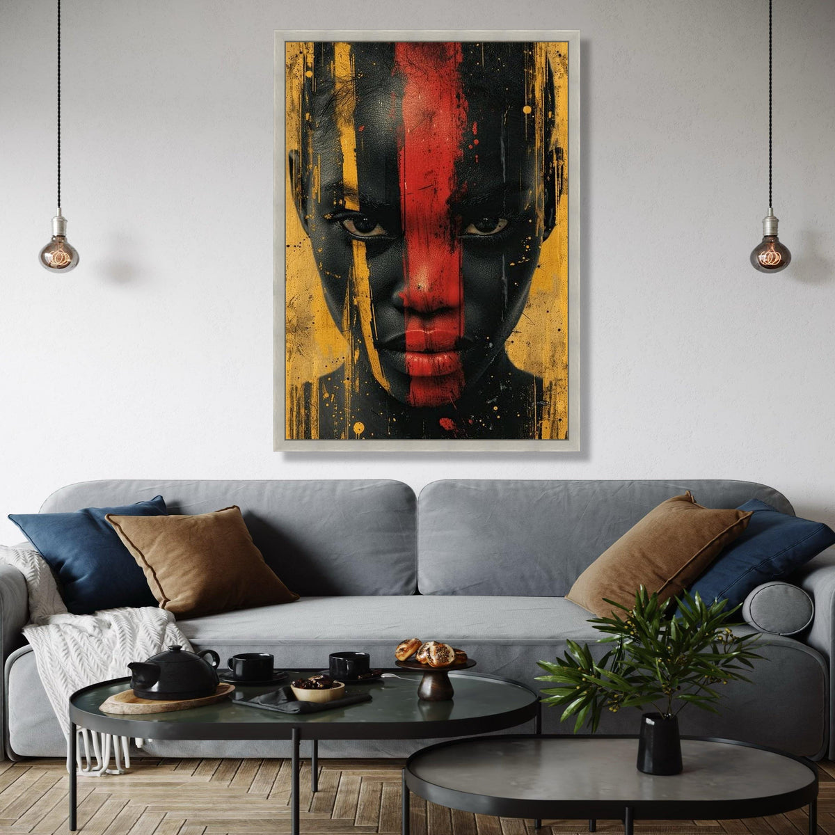 Bold African Face Art Canvas, Abstract Tribal Portrait Wall Art, Modern Ethnic Canvas Decoration, Vibrant Gift Art, Home Decor, Print