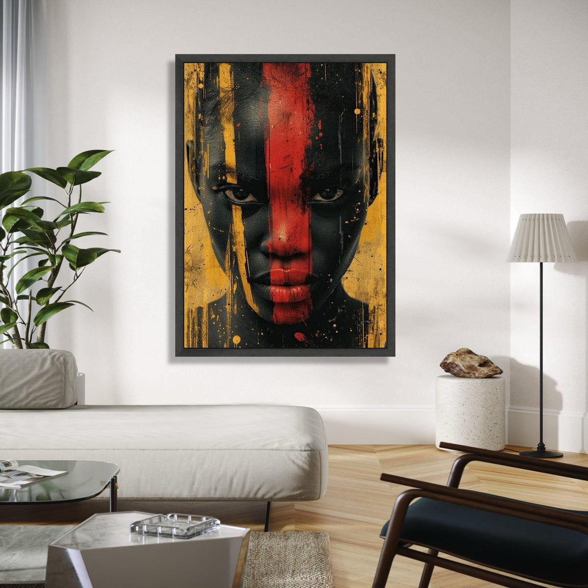 Bold African Face Art Canvas, Abstract Tribal Portrait Wall Art, Modern Ethnic Canvas Decoration, Vibrant Gift Art, Home Decor, Print