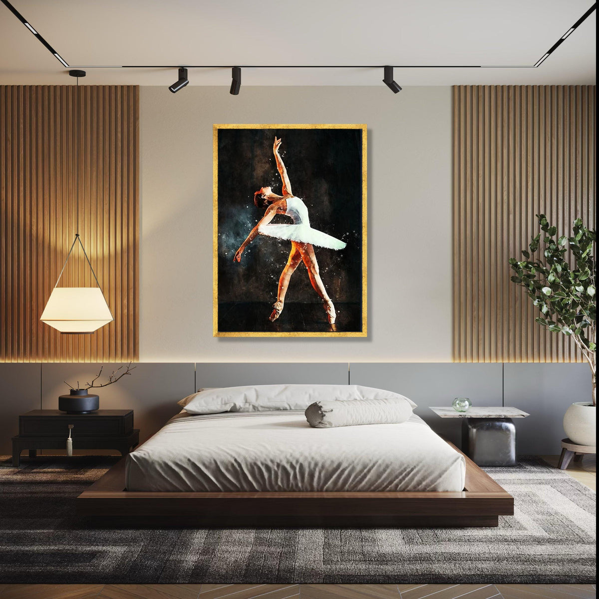 Elegant Ballerina Dance Pose Canvas, Ballet Art Print, White Tutu Wall Decor, Graceful Ballet Dancer Painting, Gift Art, Home Decor, Print