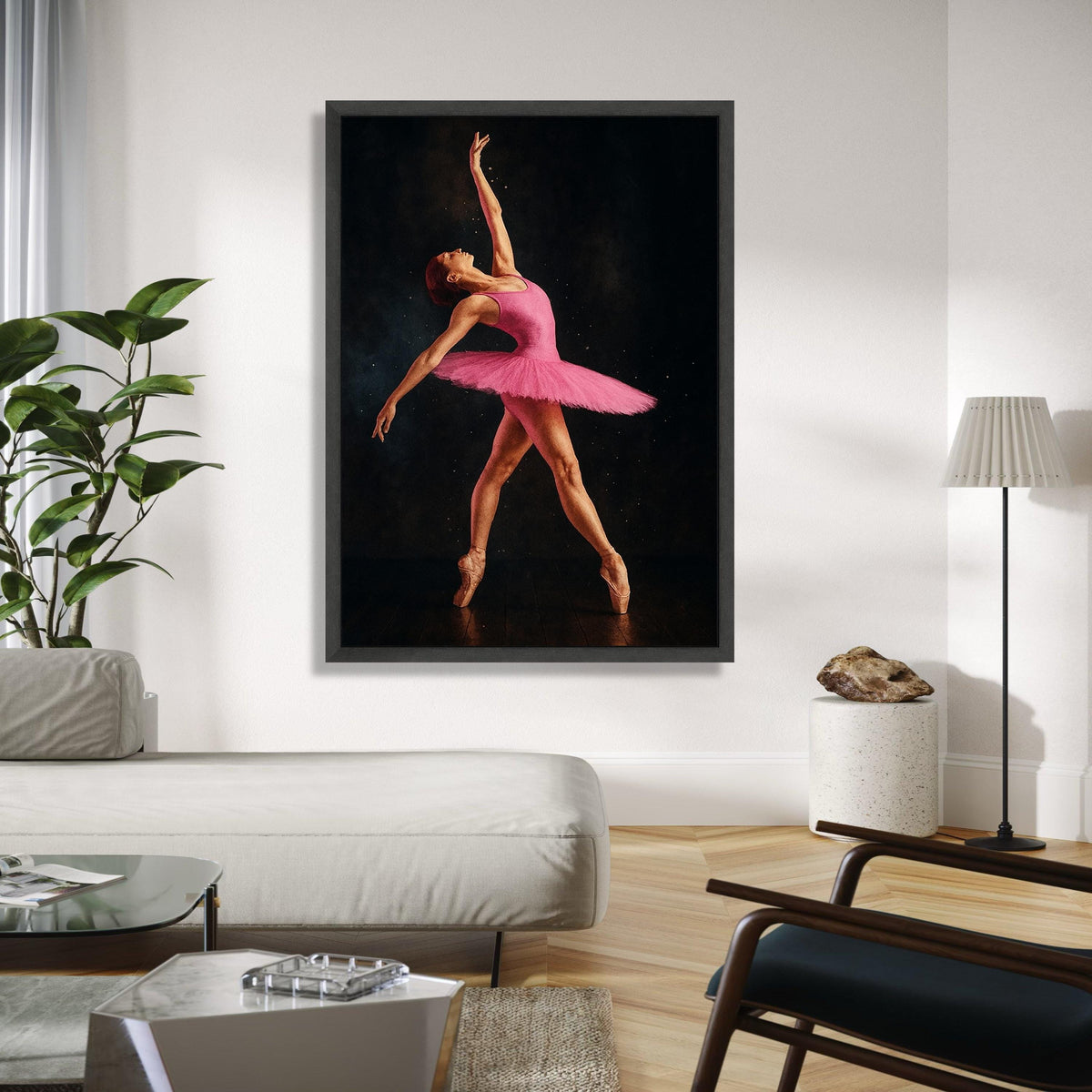 Elegant Ballet Dancer in Pink Tutu, Graceful Pose Canvas Wall Art, Dance Performance Decor, Artistic Ballet Gift Art, Home Decor, Print