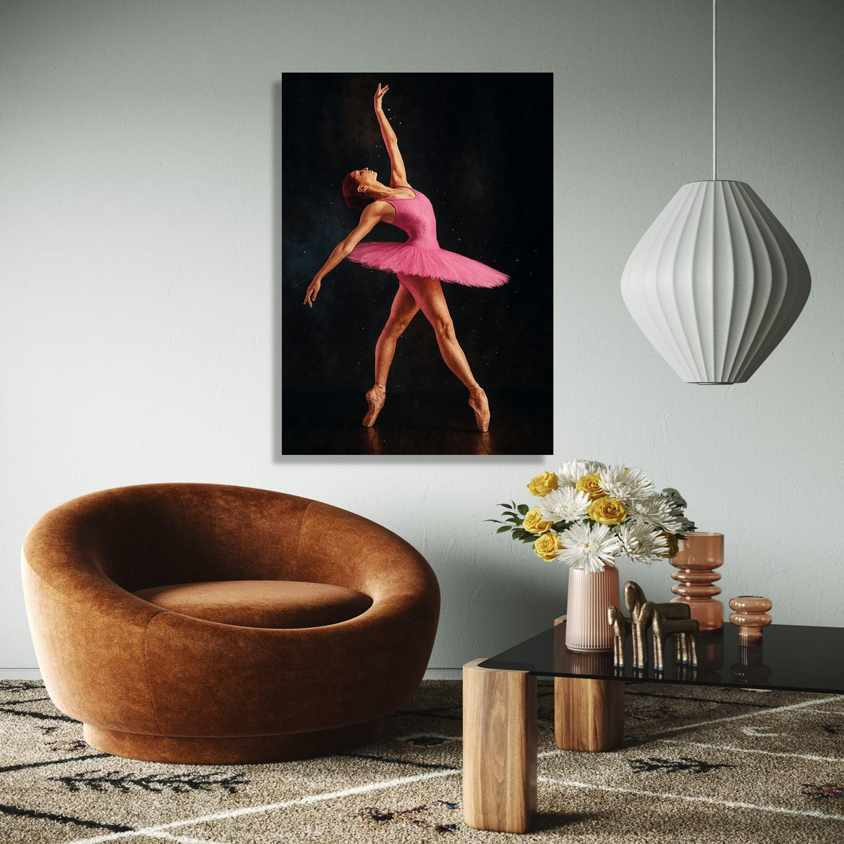 Elegant Ballet Dancer in Pink Tutu, Graceful Pose Canvas Wall Art, Dance Performance Decor, Artistic Ballet Gift Art, Home Decor, Print