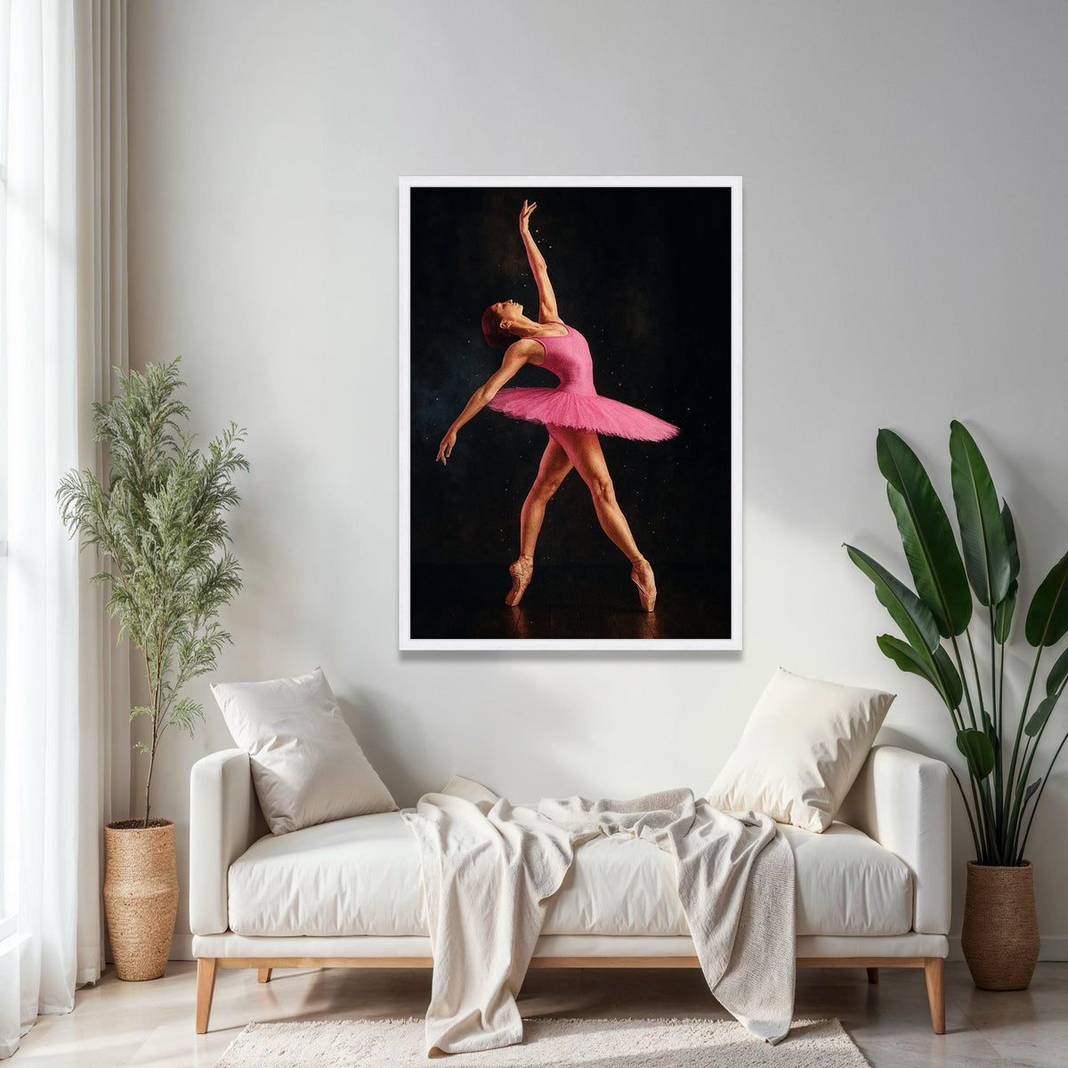 Elegant Ballet Dancer in Pink Tutu, Graceful Pose Canvas Wall Art, Dance Performance Decor, Artistic Ballet Gift Art, Home Decor, Print