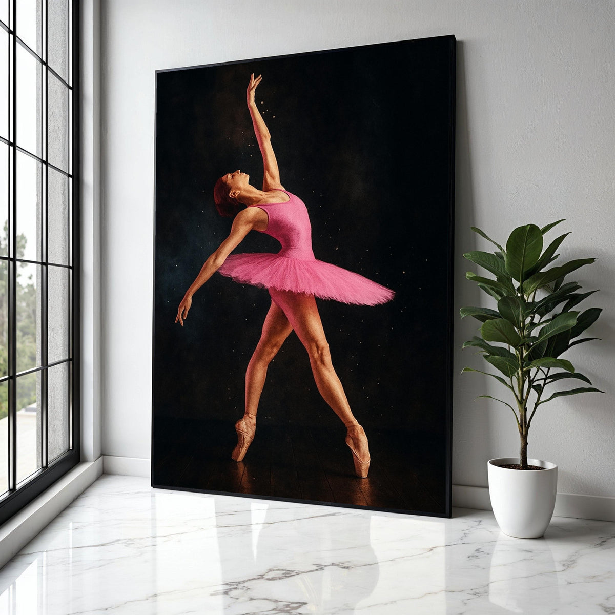 Elegant Ballet Dancer in Pink Tutu, Graceful Pose Canvas Wall Art, Dance Performance Decor, Artistic Ballet Gift Art, Home Decor, Print