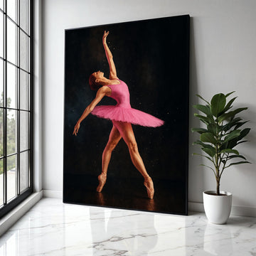 Elegant Ballet Dancer in Pink Tutu, Graceful Pose Canvas Wall Art, Dance Performance Decor, Artistic Ballet Gift Art, Home Decor, Print