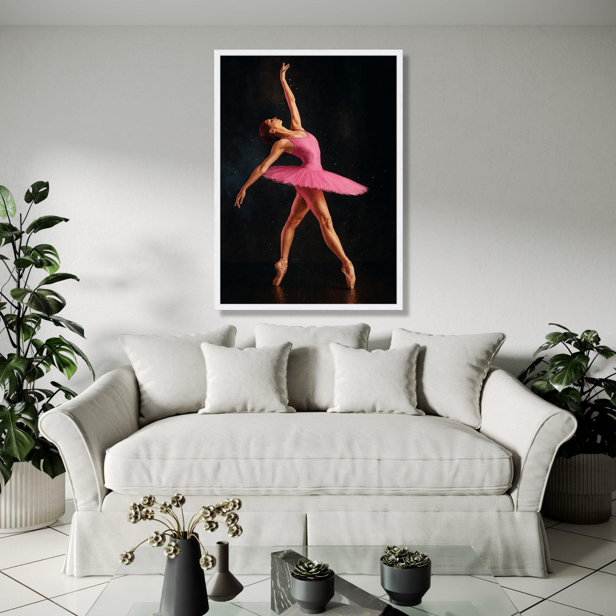 Elegant Ballet Dancer in Pink Tutu, Graceful Pose Canvas Wall Art, Dance Performance Decor, Artistic Ballet Gift Art, Home Decor, Print