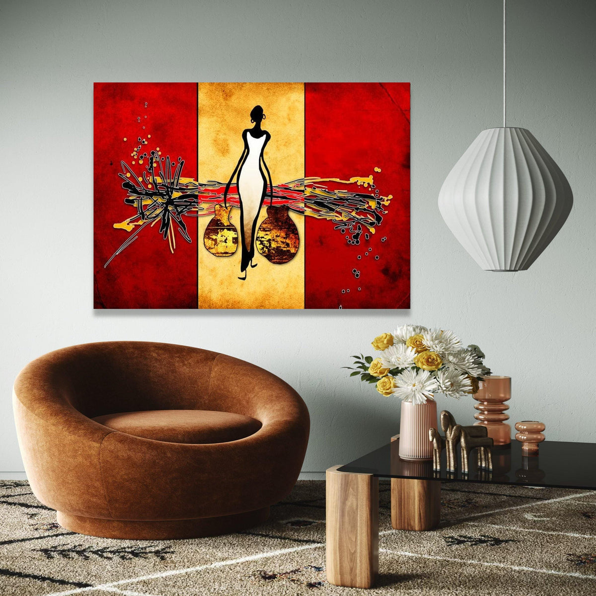 Abstract African Woman Canvas, Modern Ethnic Wall Art, Tribal Art Decor, Contemporary Canvas Painting, Home Gift Art, Home Decor, Print