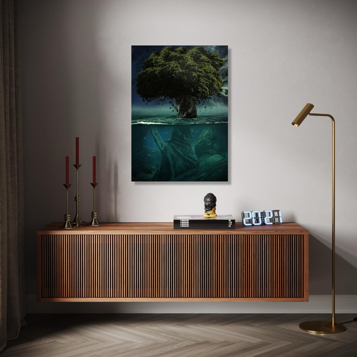 Mystical Tree of Life Canvas, Surreal Nature Wall Art, Underwater and Forest Scene, Fantasy Landscape Canvas, Gift Art, Home Decor, Print