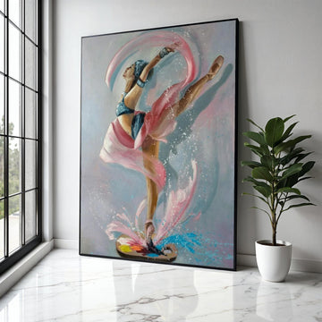 Graceful Ballerina Dance Canvas, Abstract Ballet Wall Art, Color Splash Movement Painting, Contemporary Home Gift Art, Home Decor, Print