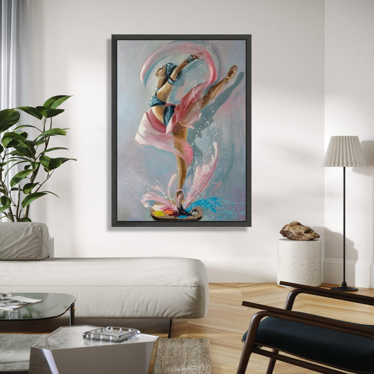 Graceful Ballerina Dance Canvas, Abstract Ballet Wall Art, Color Splash Movement Painting, Contemporary Home Gift Art, Home Decor, Print