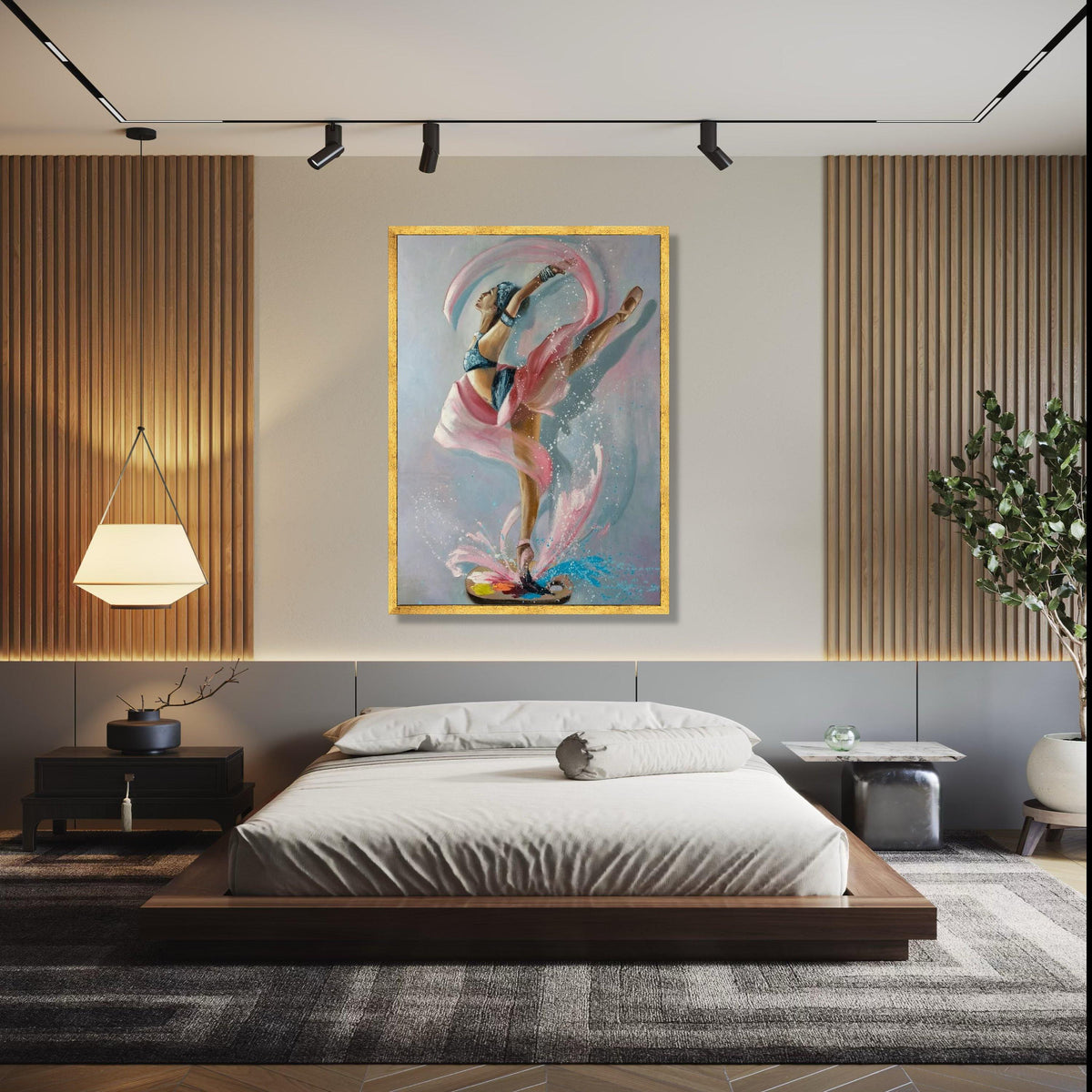 Graceful Ballerina Dance Canvas, Abstract Ballet Wall Art, Color Splash Movement Painting, Contemporary Home Gift Art, Home Decor, Print