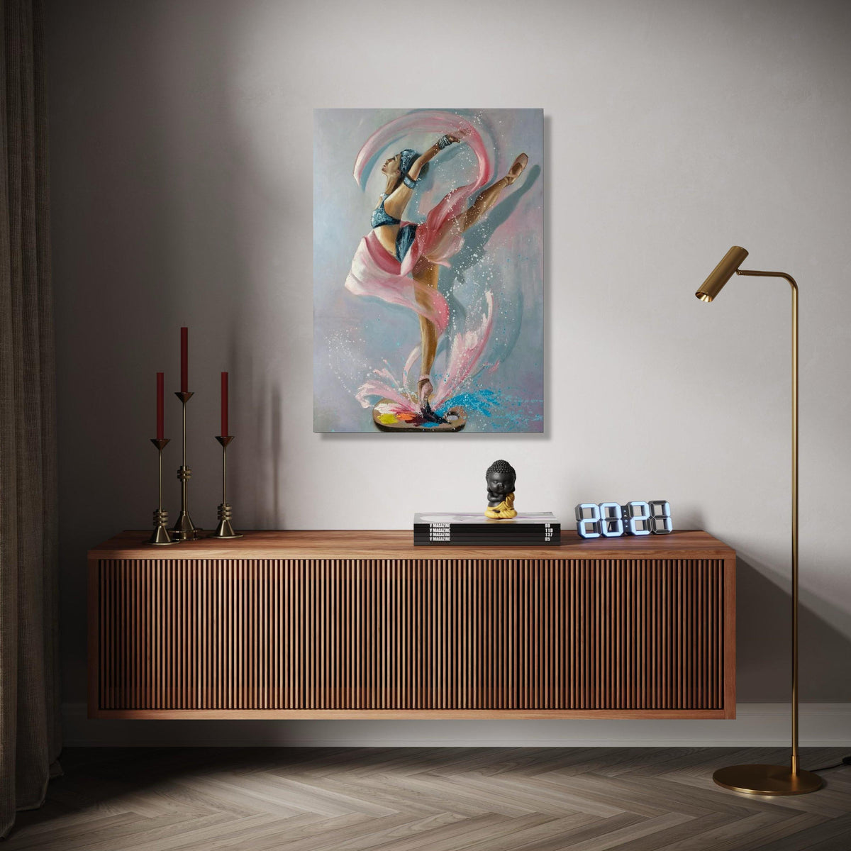 Graceful Ballerina Dance Canvas, Abstract Ballet Wall Art, Color Splash Movement Painting, Contemporary Home Gift Art, Home Decor, Print