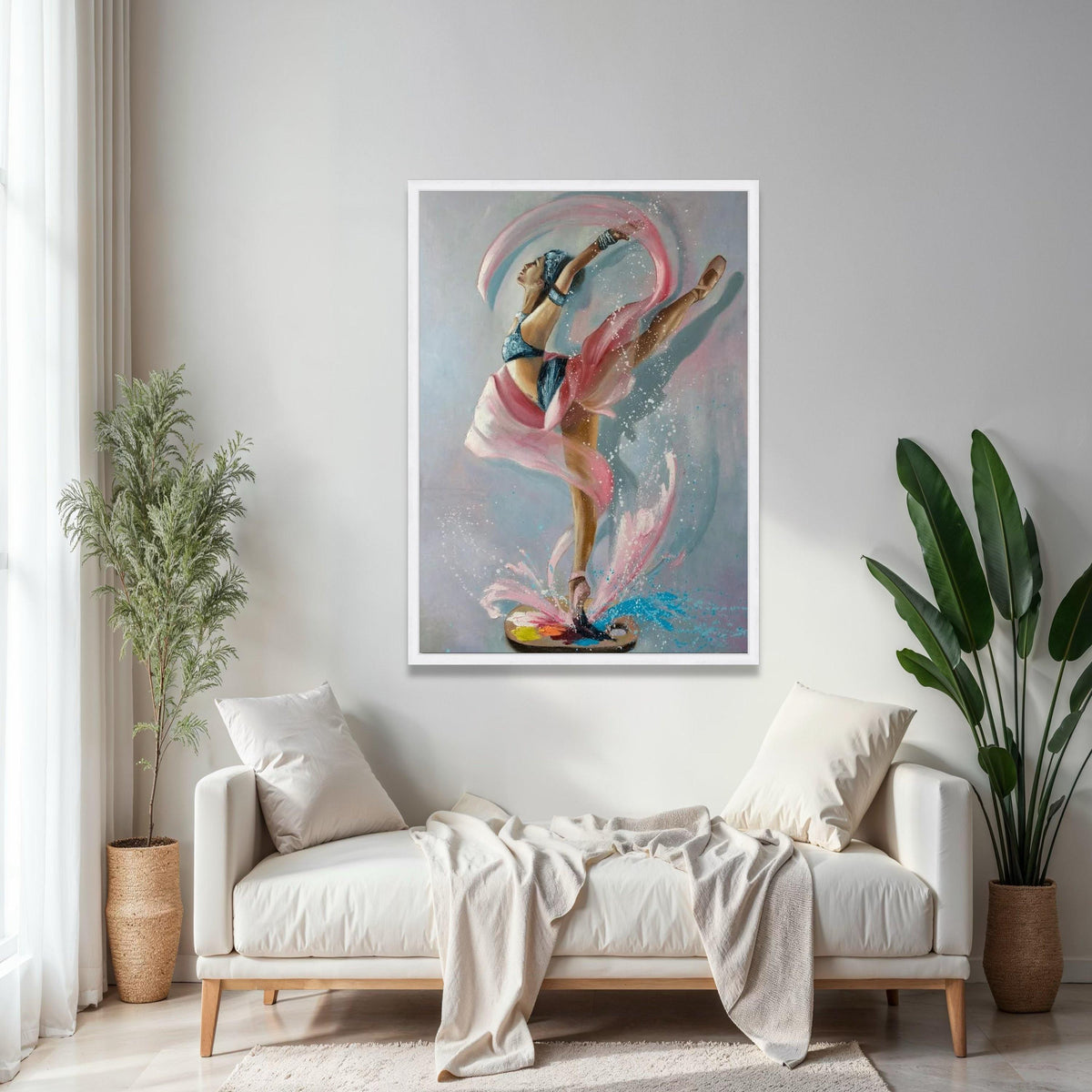 Graceful Ballerina Dance Canvas, Abstract Ballet Wall Art, Color Splash Movement Painting, Contemporary Home Gift Art, Home Decor, Print