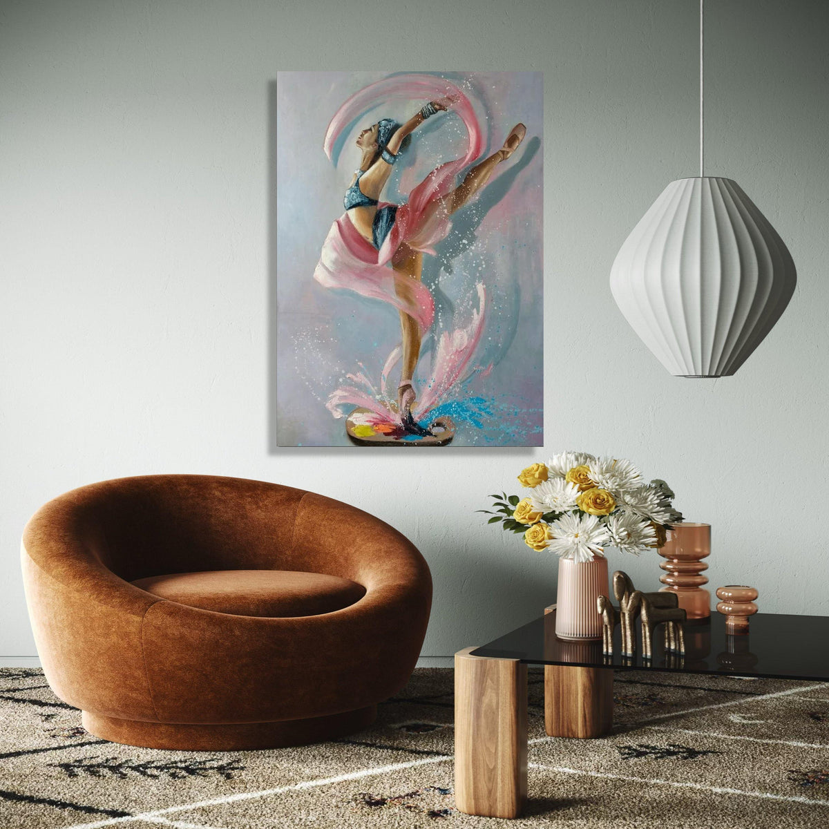 Graceful Ballerina Dance Canvas, Abstract Ballet Wall Art, Color Splash Movement Painting, Contemporary Home Gift Art, Home Decor, Print