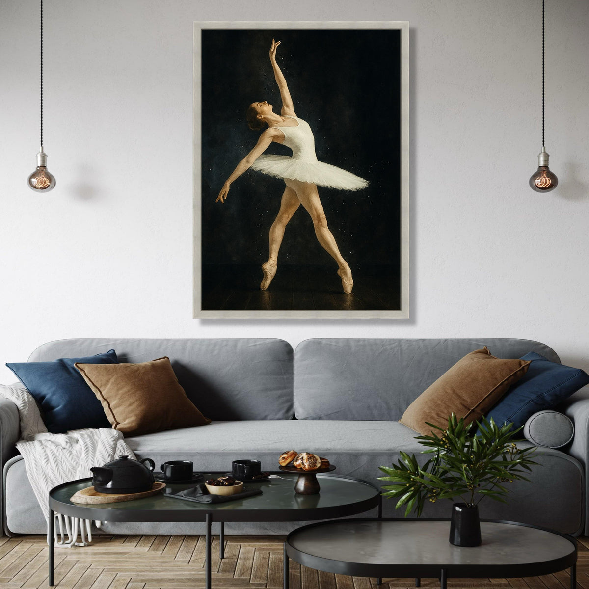 Graceful Ballet Dancer, White Tutu Canvas, Elegant Dance Pose Wall Art, Performing Arts Canvas, Classic Ballet Gift Art, Home Decor, Print