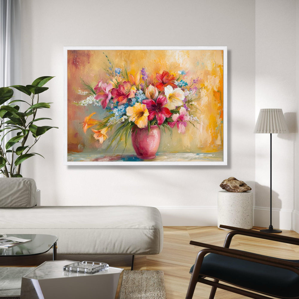 Vibrant Mixed Floral Bouquet Canvas, Colorful Flowers Painting, Vase Still Life Wall Art, Home Decor Canvas, Gift Art, Home Decor, Print
