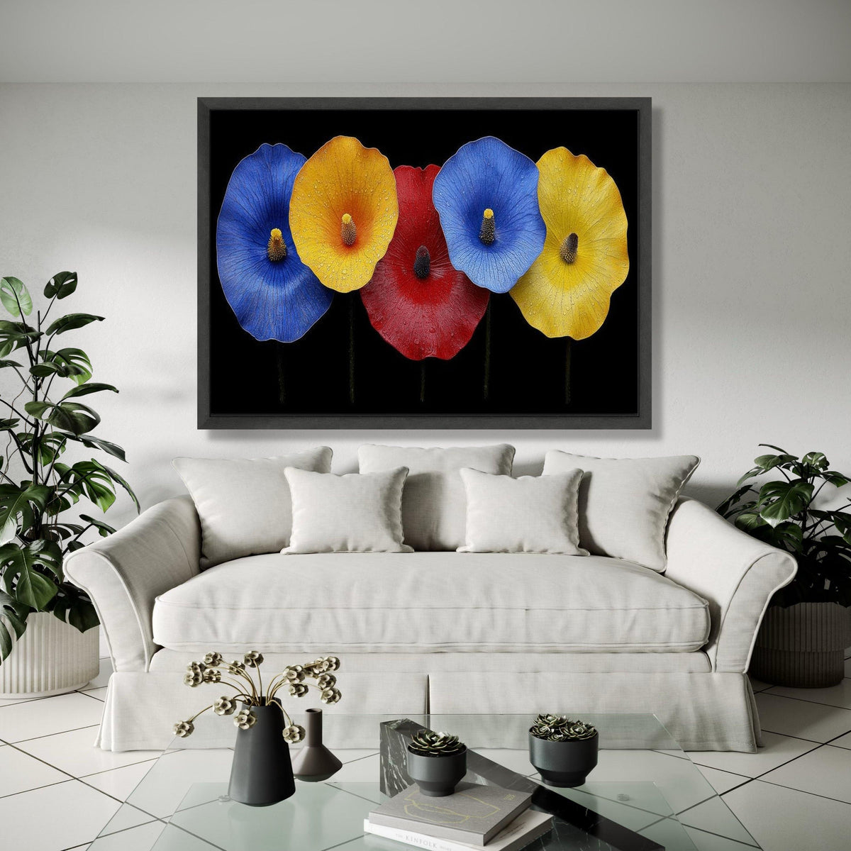 Vibrant Tropical Flowers Canvas Wall Art, Colorful Floral Close-Up, Modern Botanical Decoration, Bright Nature Gift Art, Home Decor, Print