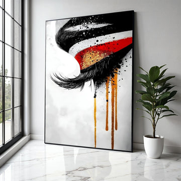 Abstract Eye Canvas Wall Art, Modern Expression Painting, Bold Red and Gold Accents, Contemporary Home Gift Art, Home Decor, Print