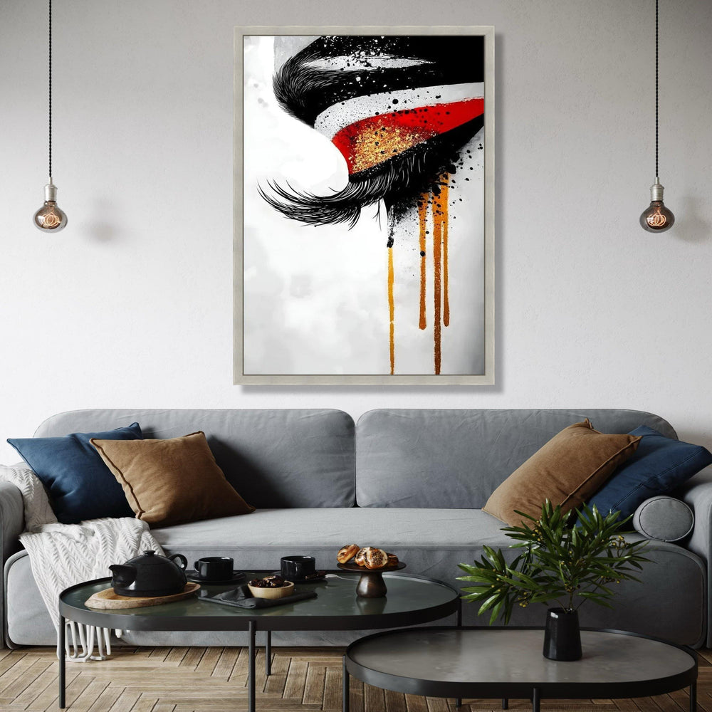 Abstract Eye Canvas Wall Art, Modern Expression Painting, Bold Red and Gold Accents, Contemporary Home Gift Art, Home Decor, Print