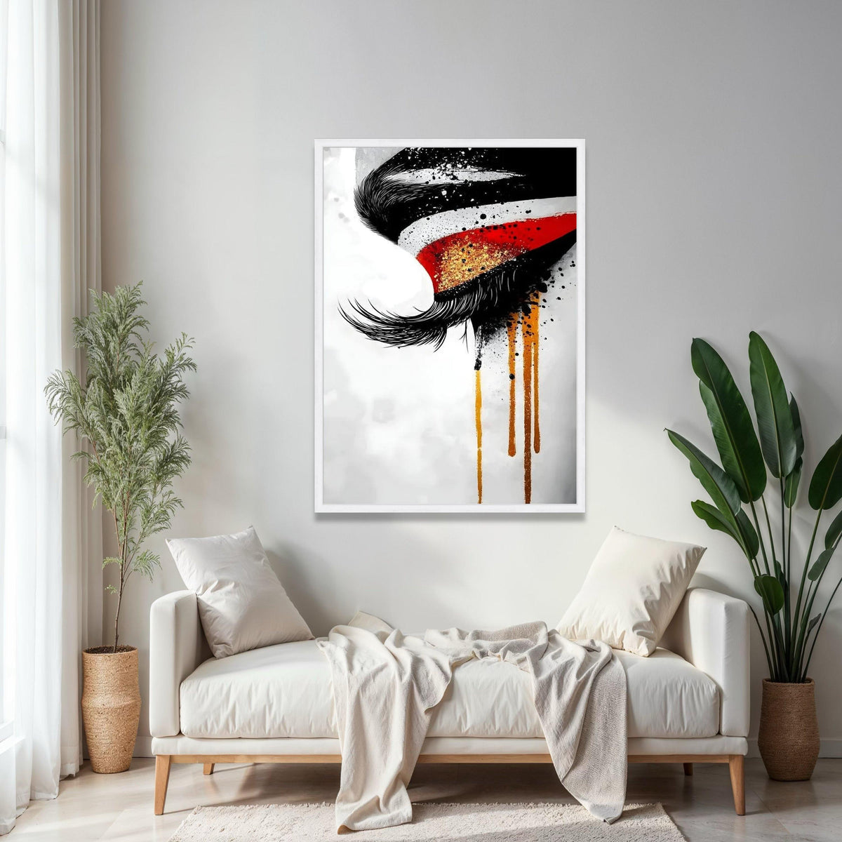 Abstract Eye Canvas Wall Art, Modern Expression Painting, Bold Red and Gold Accents, Contemporary Home Gift Art, Home Decor, Print