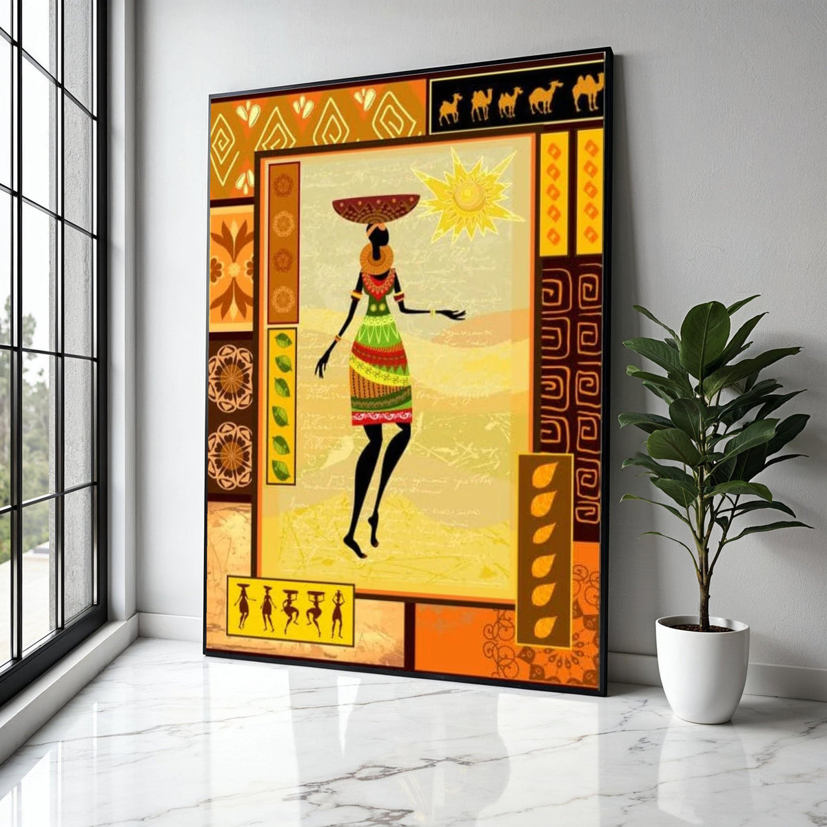 African Tribal Woman Canvas Art, Ethnic Wall Decor, Vibrant Culture Canvas, Colorful Patterned Home Decoration, Gift Art, Home Decor, Print