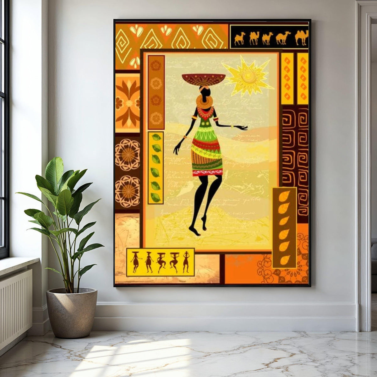 African Tribal Woman Canvas Art, Ethnic Wall Decor, Vibrant Culture Canvas, Colorful Patterned Home Decoration, Gift Art, Home Decor, Print