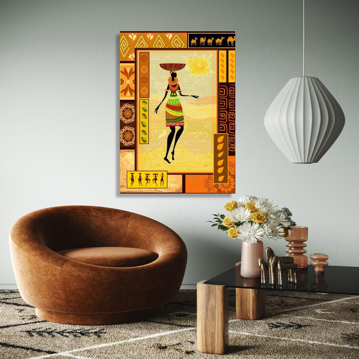 African Tribal Woman Canvas Art, Ethnic Wall Decor, Vibrant Culture Canvas, Colorful Patterned Home Decoration, Gift Art, Home Decor, Print