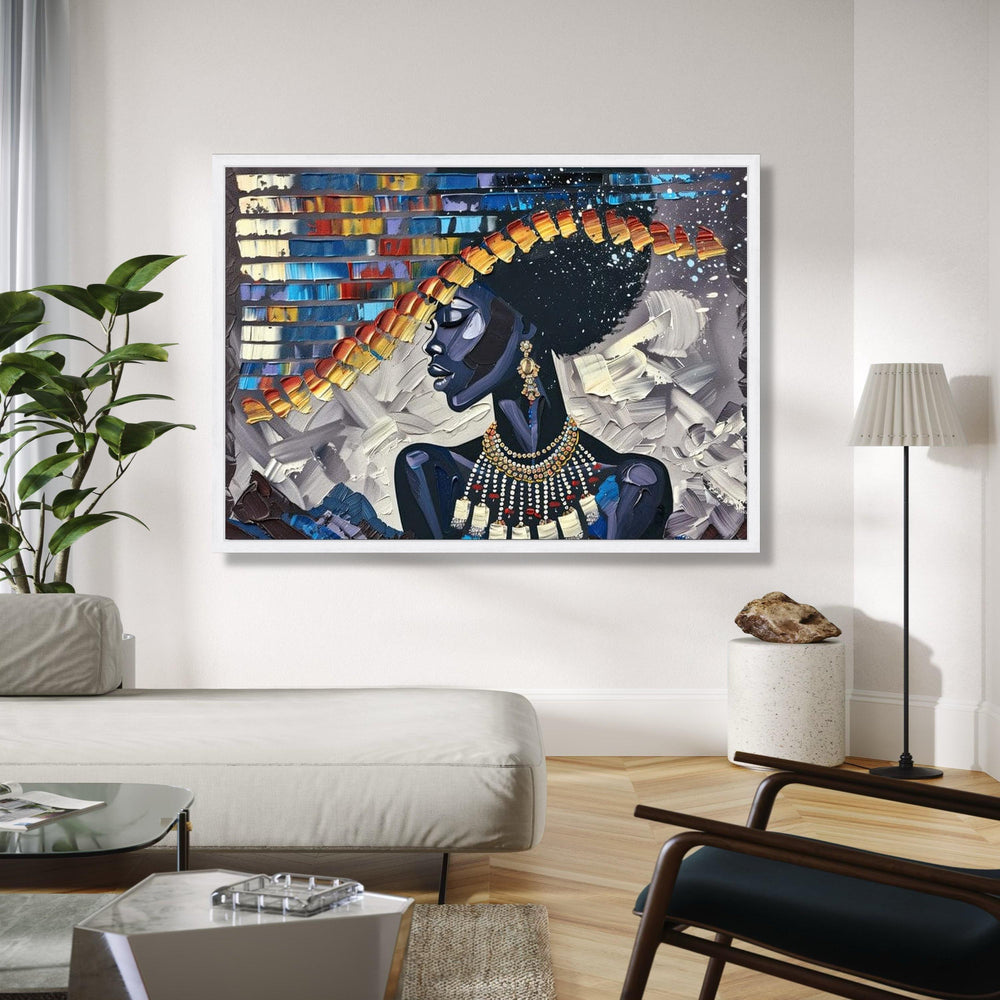 Bold Afrocentric Woman Canvas, Abstract Portrait, Modern Black Art Wall Decor, Vibrant Ethnic Wall Art, Home Gift Art, Home Decor, Print