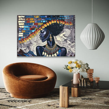 Bold Afrocentric Woman Canvas, Abstract Portrait, Modern Black Art Wall Decor, Vibrant Ethnic Wall Art, Home Gift Art, Home Decor, Print