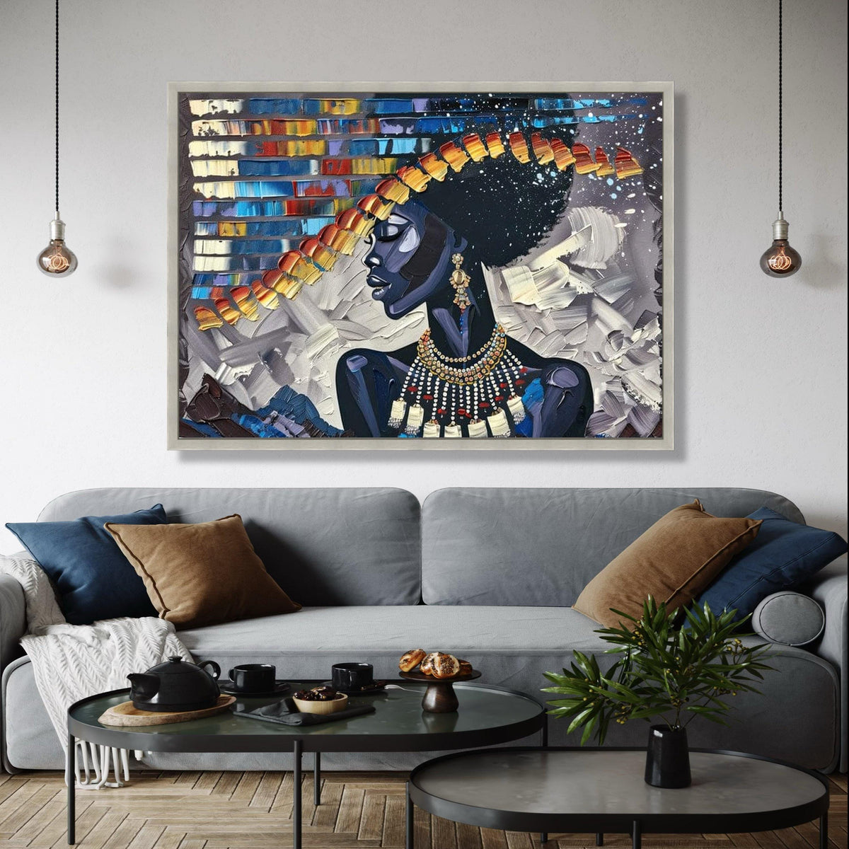 Bold Afrocentric Woman Canvas, Abstract Portrait, Modern Black Art Wall Decor, Vibrant Ethnic Wall Art, Home Gift Art, Home Decor, Print