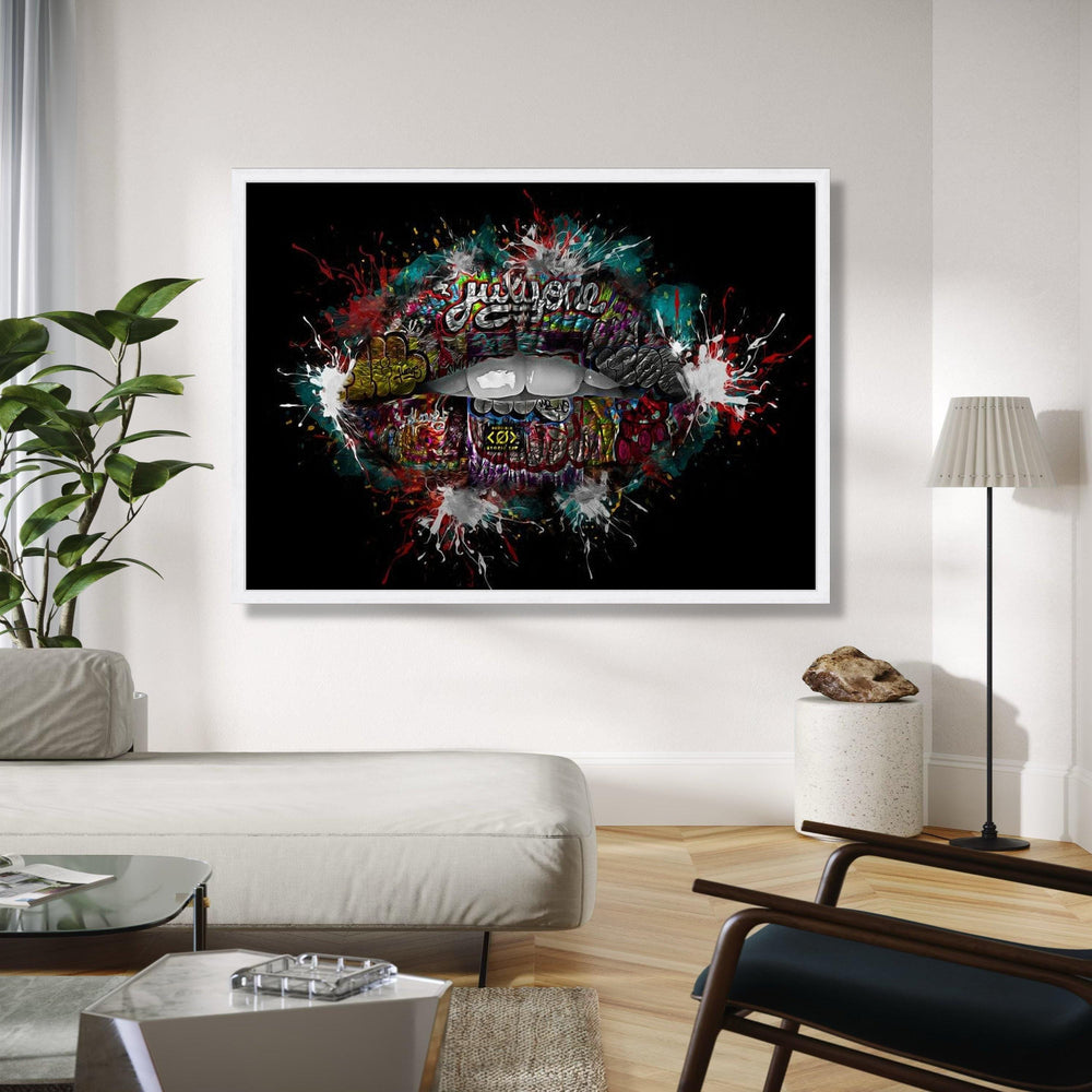 Abstract Graffiti Lips Canvas, Urban Street Art Wall Decor, Colorful Spray Paint Design, Modern Pop Art Canvas, Gift Art, Home Decor, Print