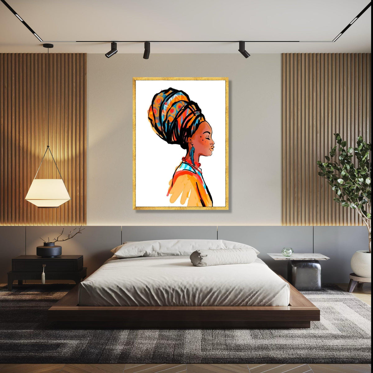 African Woman Profile Canvas, Colorful Headwrap Wall Art, Ethnic Female Portrait Canvas, Modern Cultural Gift Art, Home Decor, Print