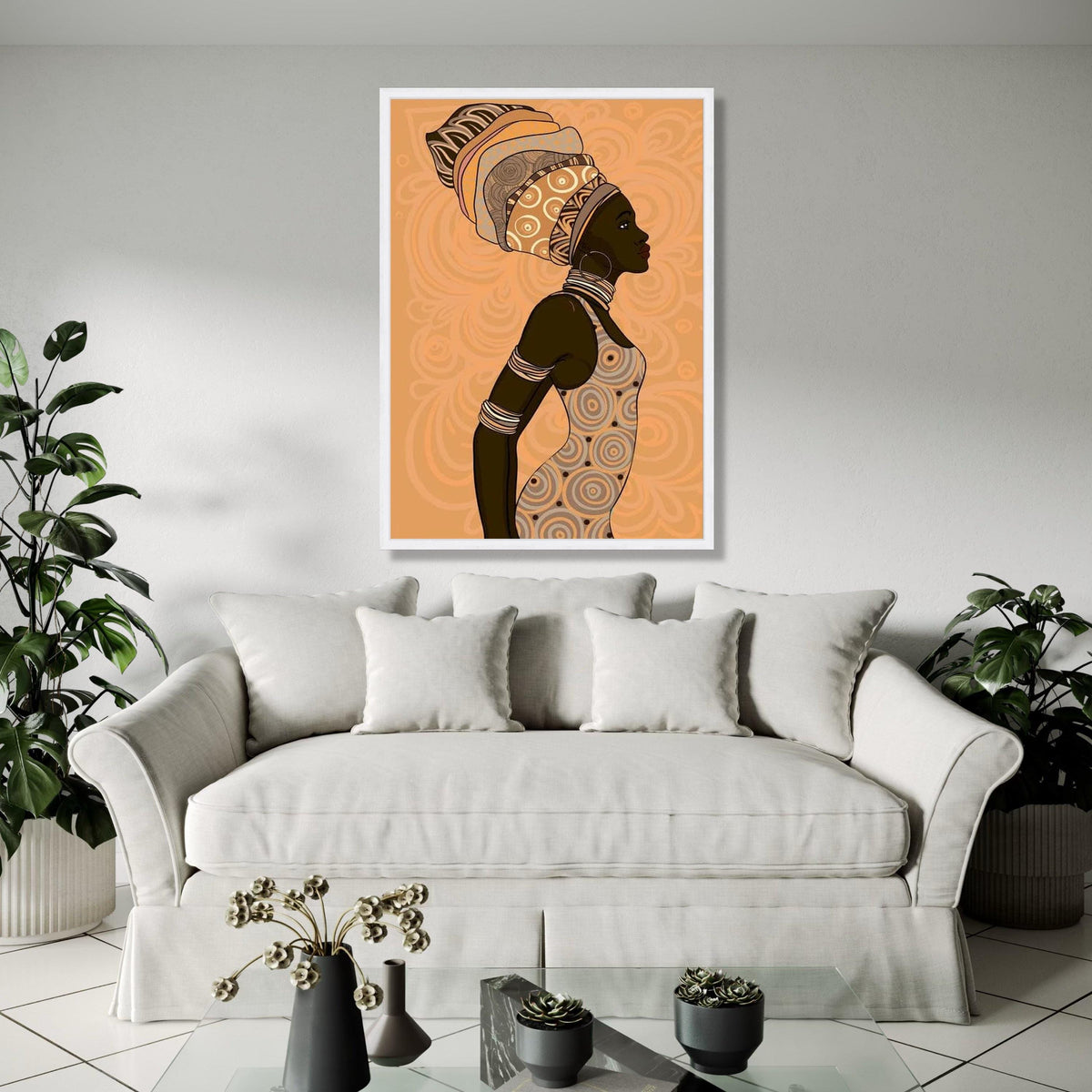 Elegant African Woman Profile Canvas, Ethnic Headwrap Art, African Culture Wall Decor, Modern Tribal Canvas, Gift Art, Home Decor, Print