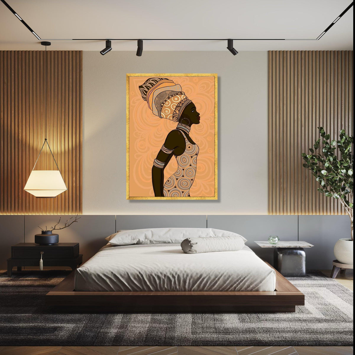 Elegant African Woman Profile Canvas, Ethnic Headwrap Art, African Culture Wall Decor, Modern Tribal Canvas, Gift Art, Home Decor, Print