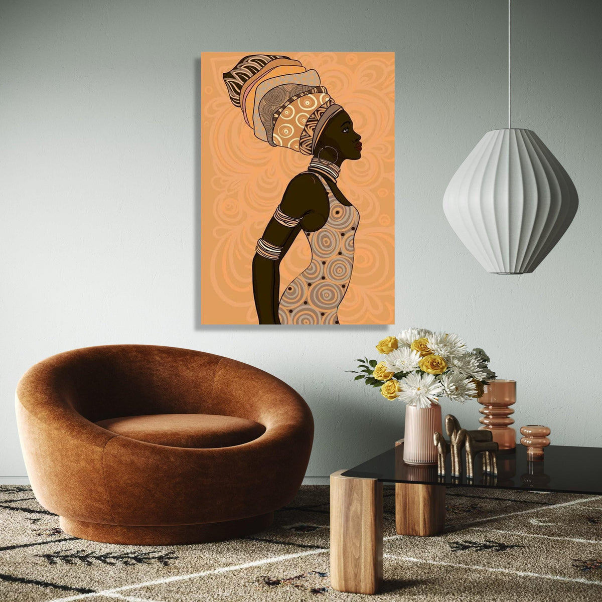 Elegant African Woman Profile Canvas, Ethnic Headwrap Art, African Culture Wall Decor, Modern Tribal Canvas, Gift Art, Home Decor, Print