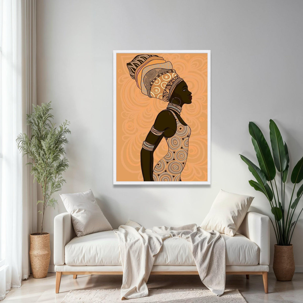 Elegant African Woman Profile Canvas, Ethnic Headwrap Art, African Culture Wall Decor, Modern Tribal Canvas, Gift Art, Home Decor, Print