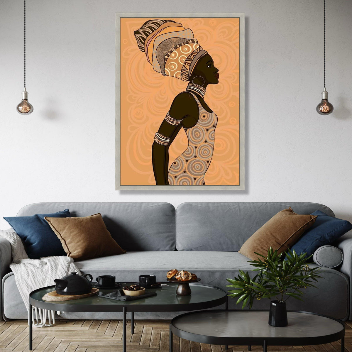 Elegant African Woman Profile Canvas, Ethnic Headwrap Art, African Culture Wall Decor, Modern Tribal Canvas, Gift Art, Home Decor, Print
