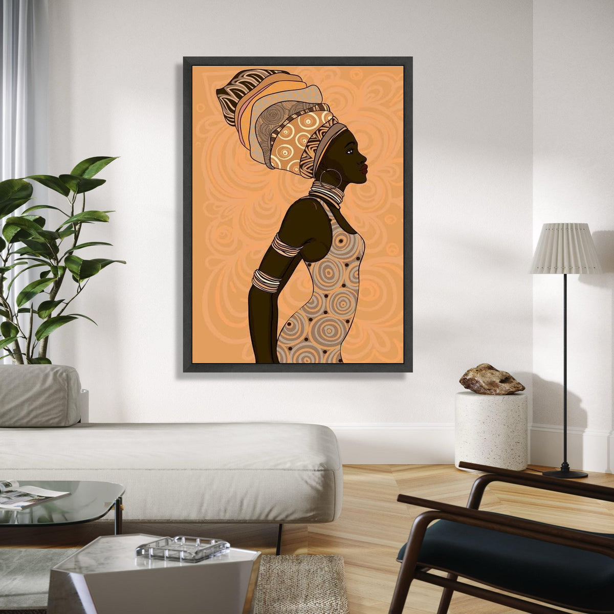 Elegant African Woman Profile Canvas, Ethnic Headwrap Art, African Culture Wall Decor, Modern Tribal Canvas, Gift Art, Home Decor, Print