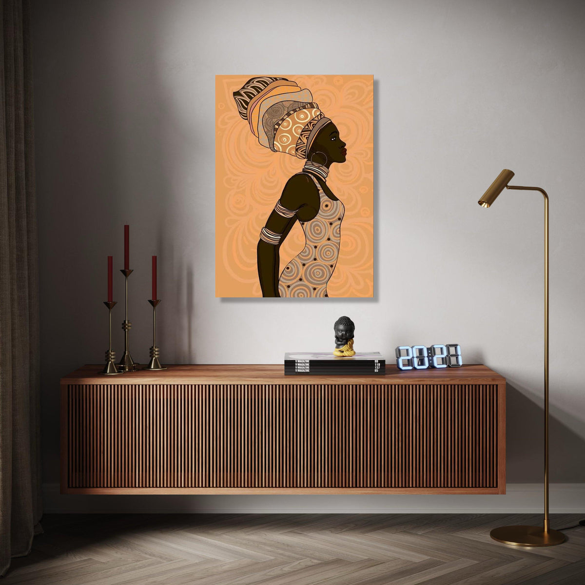 Elegant African Woman Profile Canvas, Ethnic Headwrap Art, African Culture Wall Decor, Modern Tribal Canvas, Gift Art, Home Decor, Print