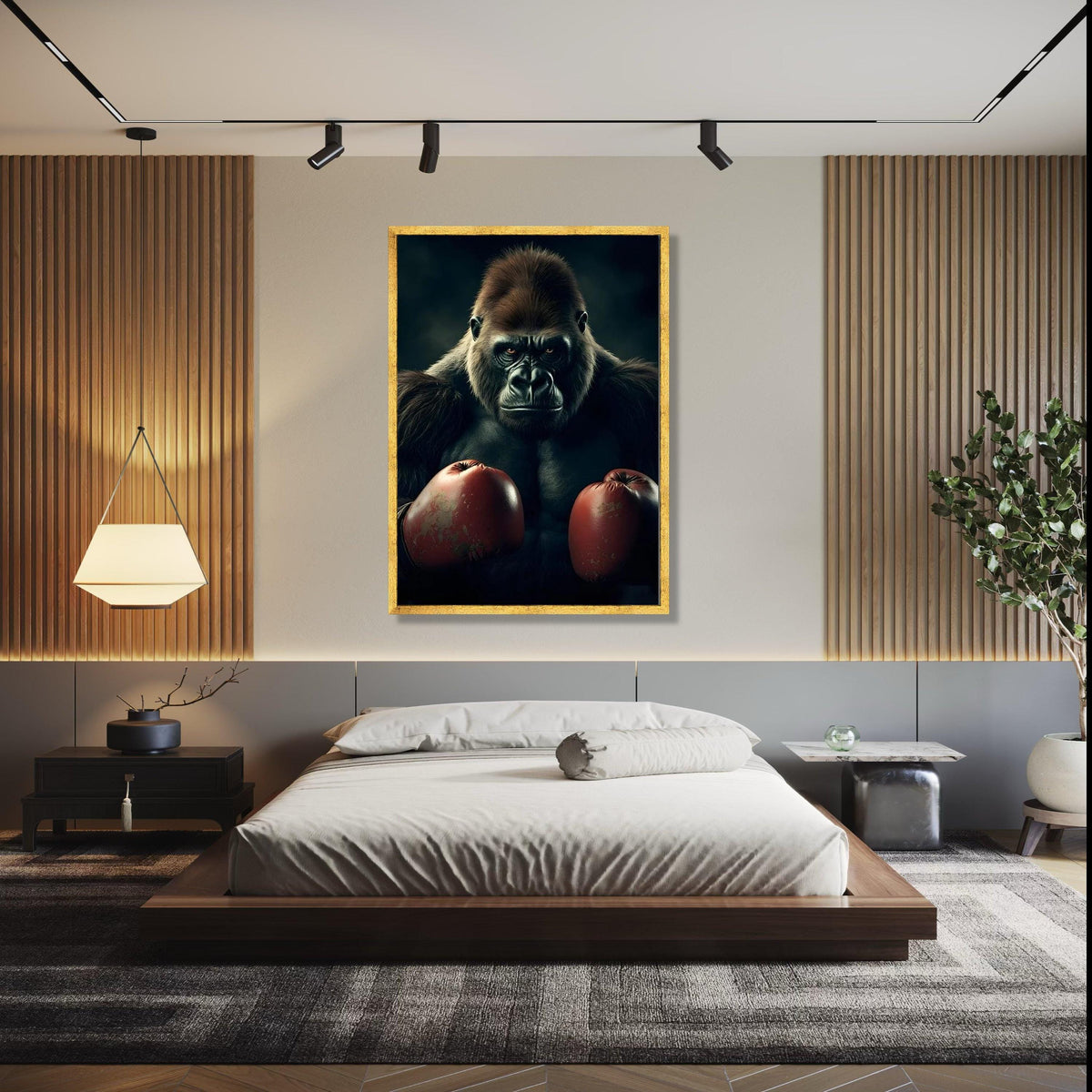 Powerful Gorilla with Boxing Gloves Canvas, Animal Wall Art, Wildlife Canvas Decoration, Bold Jungle Art for Gift Art, Home Decor, Print