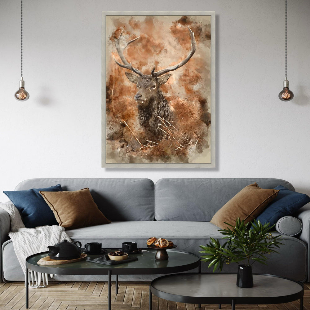 Majestic Deer Portrait Canvas Wall Art, Rustic Wildlife Painting, Nature Animal Decor, Forest Theme Canvas, Gift Art, Home Decor, Print