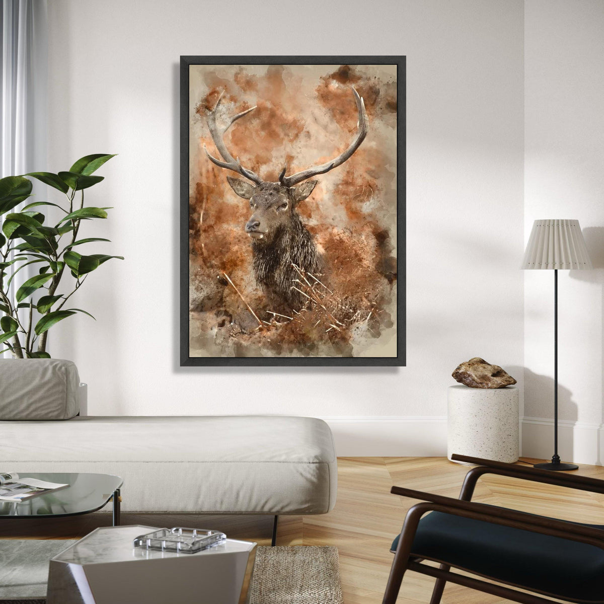 Majestic Deer Portrait Canvas Wall Art, Rustic Wildlife Painting, Nature Animal Decor, Forest Theme Canvas, Gift Art, Home Decor, Print