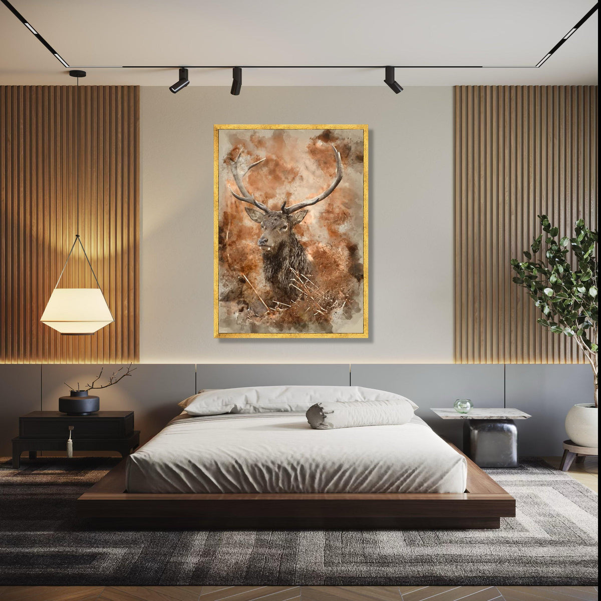 Majestic Deer Portrait Canvas Wall Art, Rustic Wildlife Painting, Nature Animal Decor, Forest Theme Canvas, Gift Art, Home Decor, Print