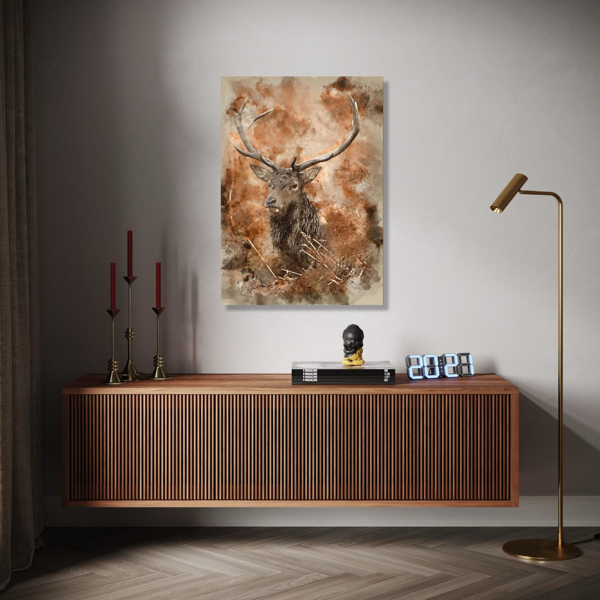 Majestic Deer Portrait Canvas Wall Art, Rustic Wildlife Painting, Nature Animal Decor, Forest Theme Canvas, Gift Art, Home Decor, Print