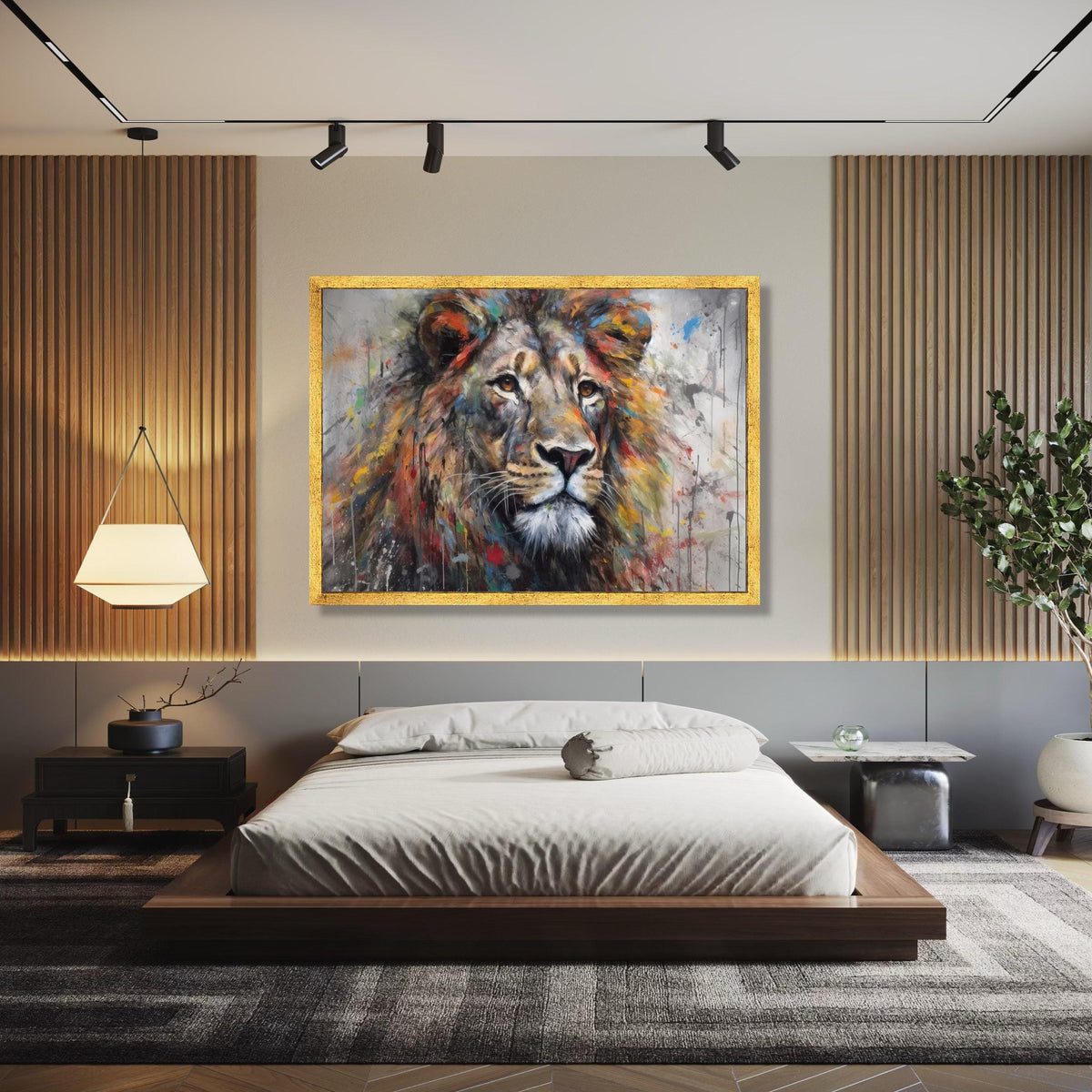 Majestic Lion Portrait Canvas, Abstract Animal Wall Art, Colorful Wildlife Painting, Modern Canvas Decor, Ready Gift Art, Home Decor, Print