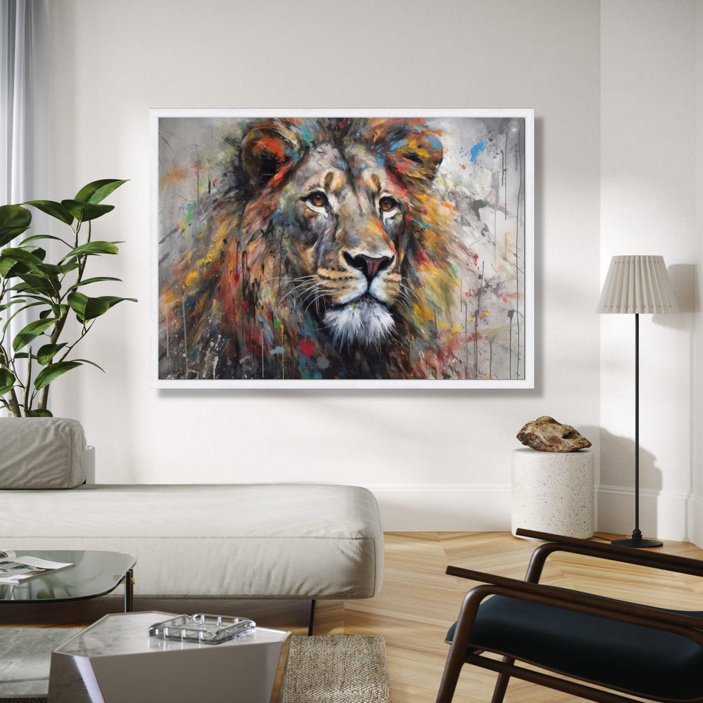 Majestic Lion Portrait Canvas, Abstract Animal Wall Art, Colorful Wildlife Painting, Modern Canvas Decor, Ready Gift Art, Home Decor, Print