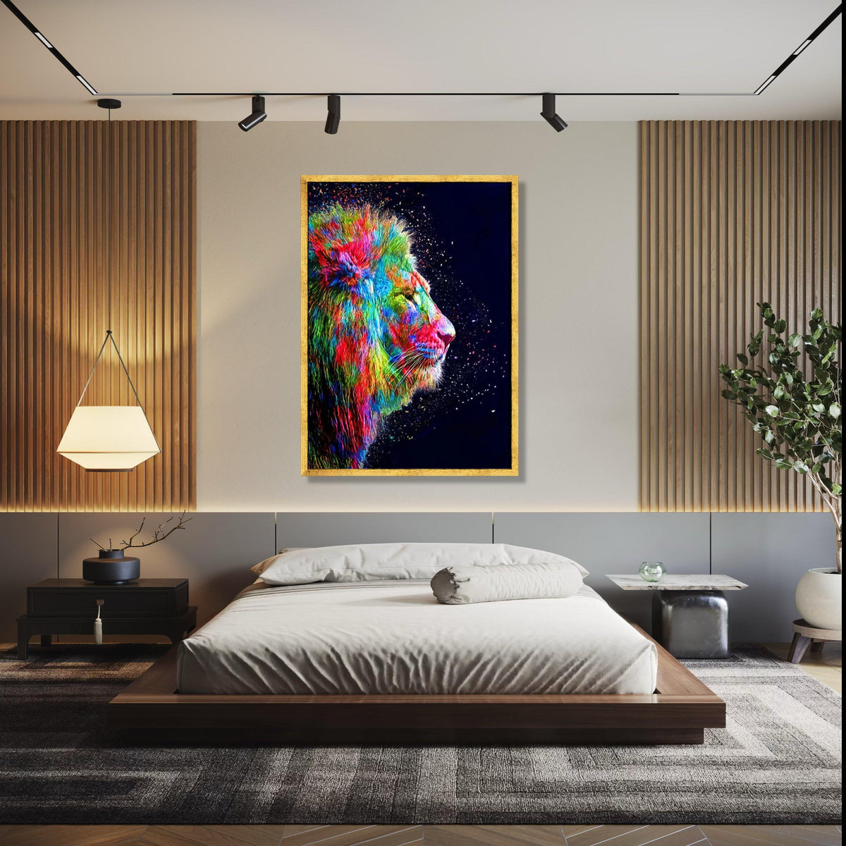 Vibrant Rainbow Lion Canvas, Colorful Animal Wall Art, Abstract Wildlife Portrait, Modern Home Decoration, Bold Gift Art, Home Decor, Print