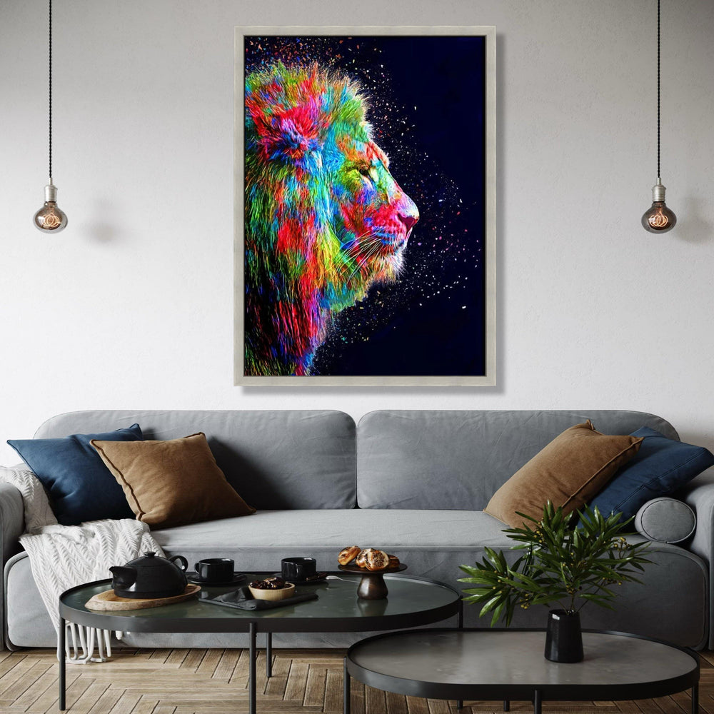 Vibrant Rainbow Lion Canvas, Colorful Animal Wall Art, Abstract Wildlife Portrait, Modern Home Decoration, Bold Gift Art, Home Decor, Print