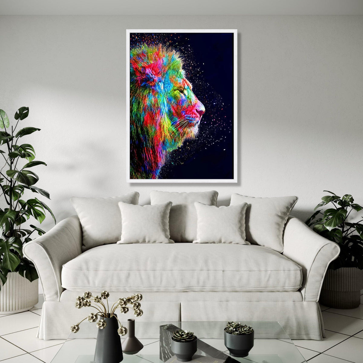 Vibrant Rainbow Lion Canvas, Colorful Animal Wall Art, Abstract Wildlife Portrait, Modern Home Decoration, Bold Gift Art, Home Decor, Print