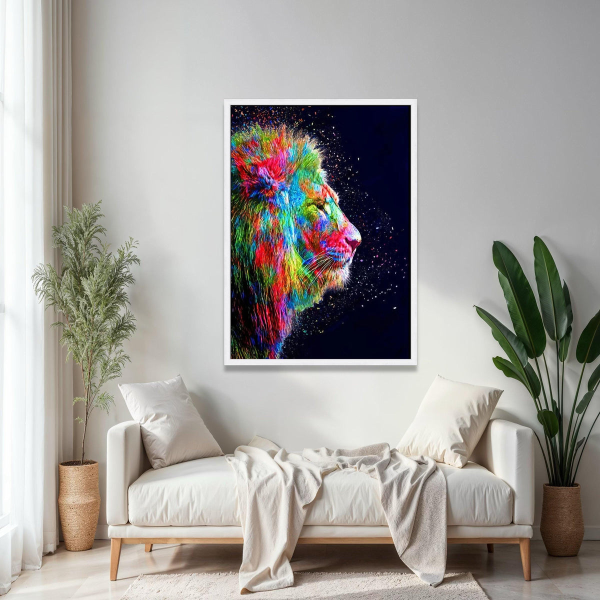 Vibrant Rainbow Lion Canvas, Colorful Animal Wall Art, Abstract Wildlife Portrait, Modern Home Decoration, Bold Gift Art, Home Decor, Print